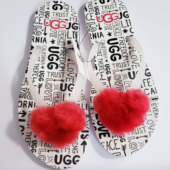 Women Simi Fluff Flipflop Heart Shape Pompom - Picture 7 of 7